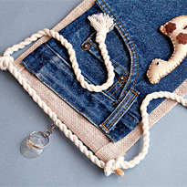 Как сделать навесной карман для косметики из джинсовой ткани