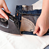 Как сделать навесной карман для косметики из джинсовой ткани